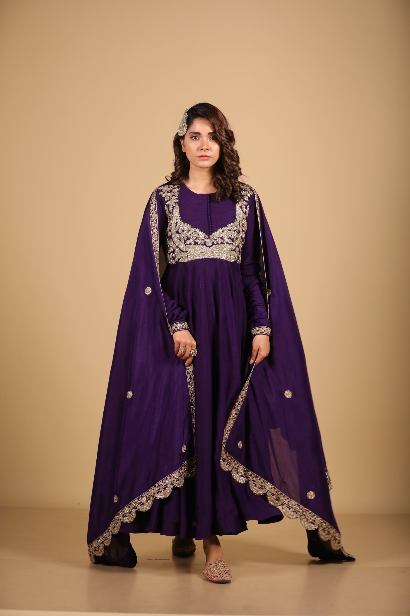 Purple Anarkali Suit Set