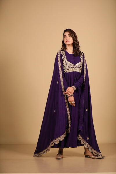 Purple Anarkali Suit Set