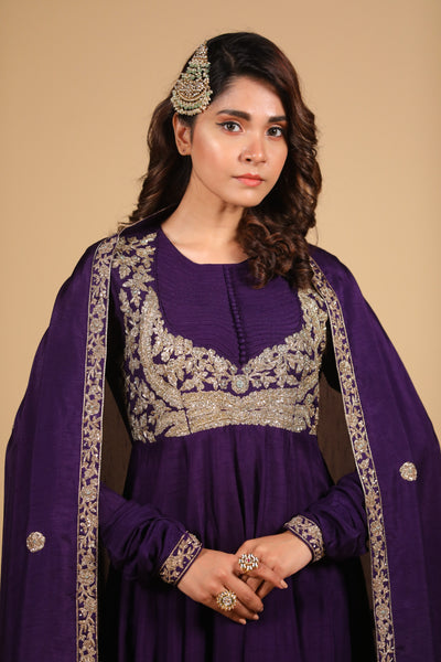 Purple Anarkali Suit Set