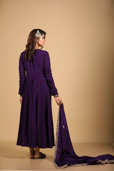 Purple Anarkali Suit Set