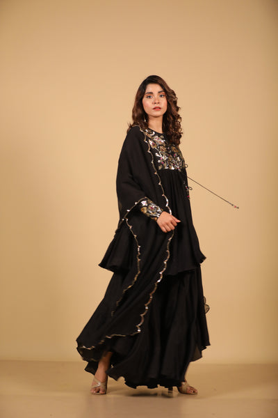 Black Sequence Sharara Set