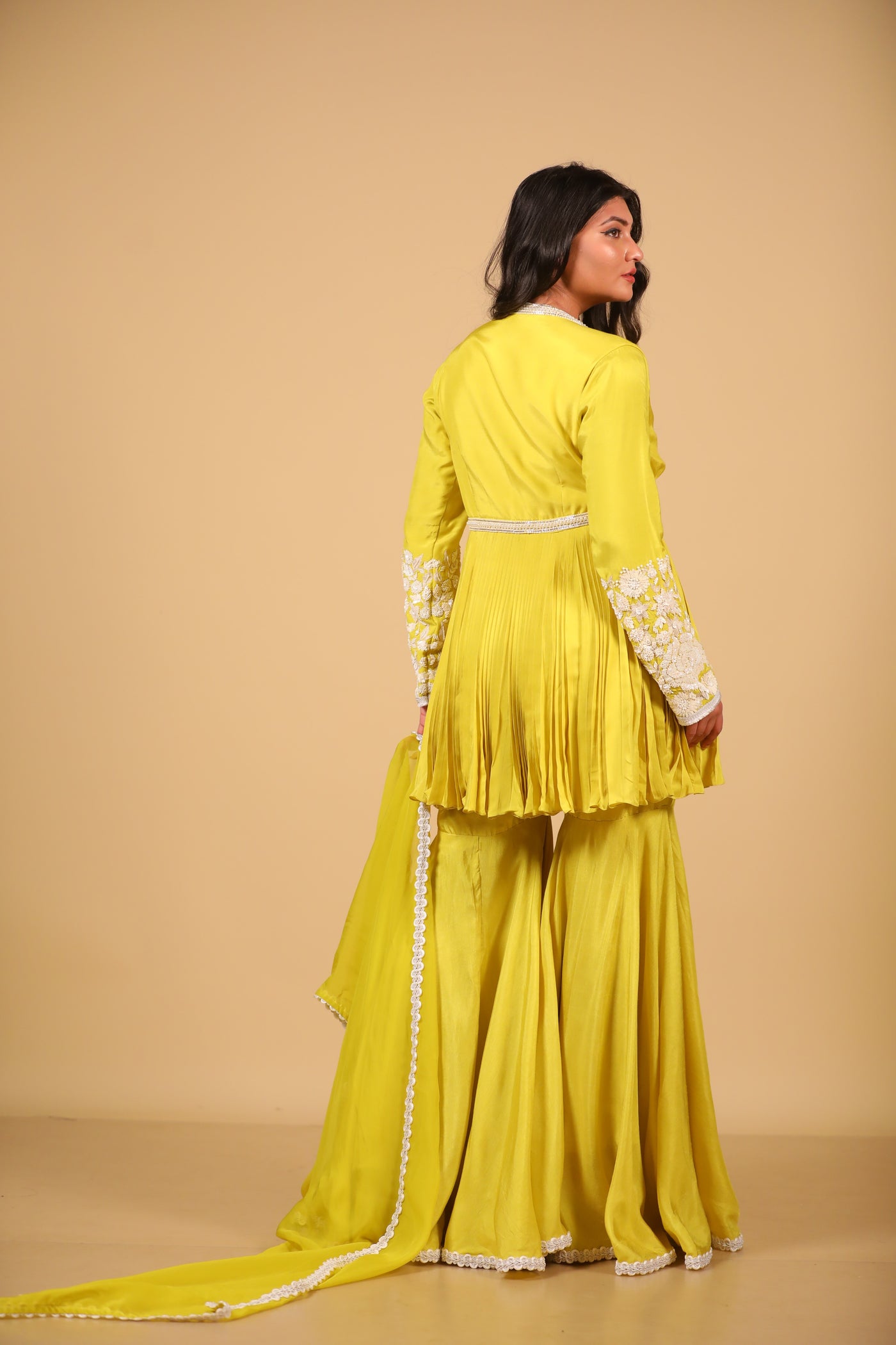 Yellow Peplum Sharara Set