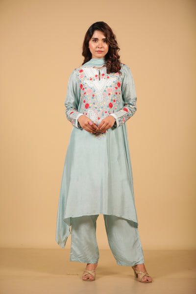 Icy Blue Floret Suit Set