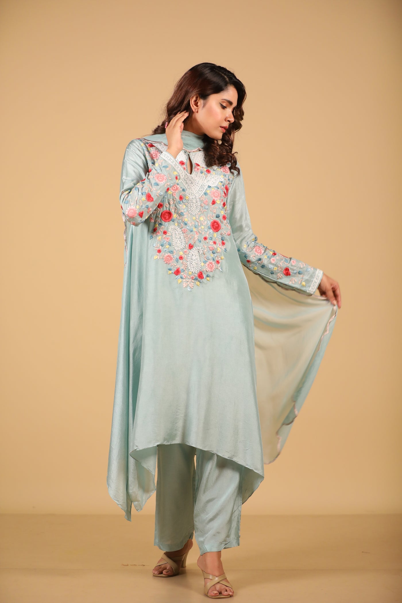 Icy Blue Floret Suit Set