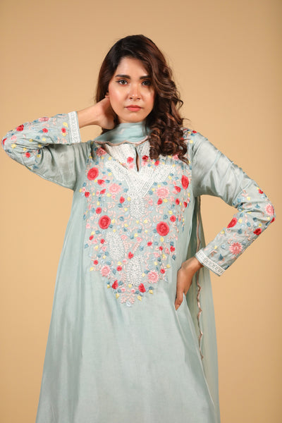 Icy Blue Floret Suit Set