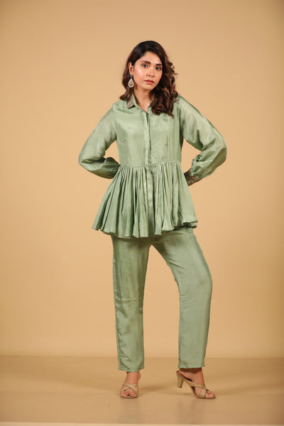 Green Peplum Co Ord Set