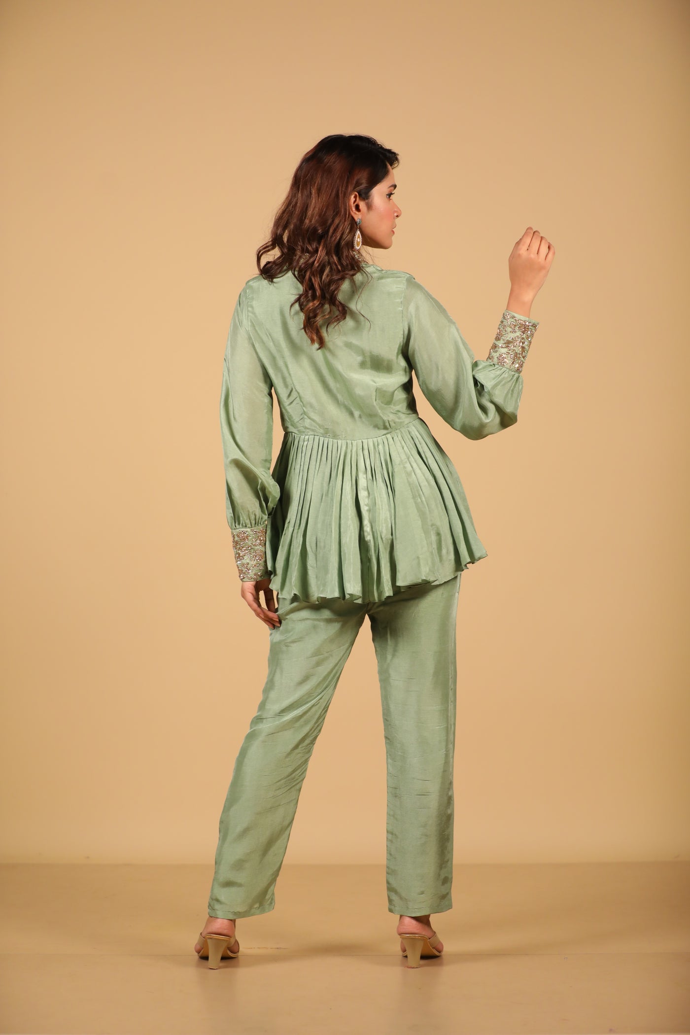 Green Peplum Co Ord Set