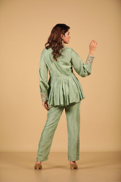 Green Peplum Co Ord Set