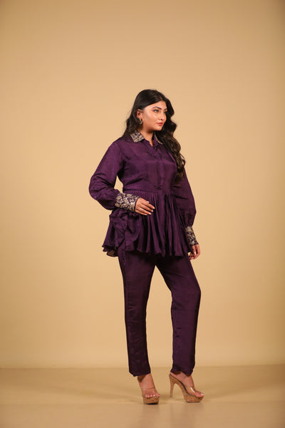 Purple Peplum Co Ord Set