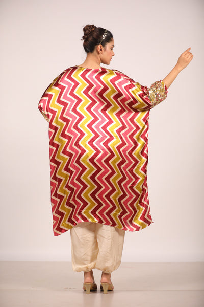 Maroon Zig Zag Kaftan Set