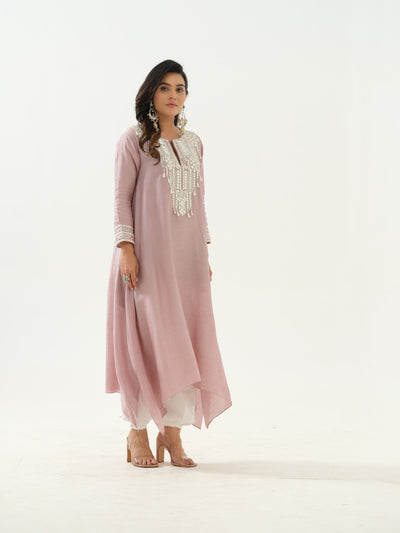 Mauve Mirror Work Tunic & Afghan Salwar