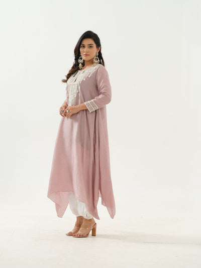 Mauve Mirror Work Tunic & Afghan Salwar