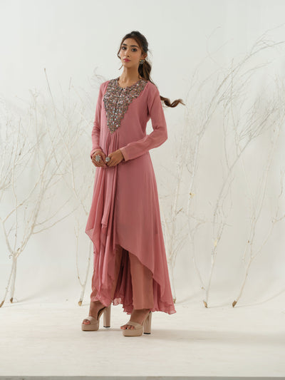 Pink Embroidered Tunic & Palazzo