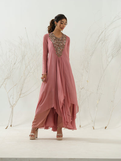 Pink Embroidered Tunic & Palazzo