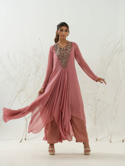 Pink Embroidered Tunic & Palazzo