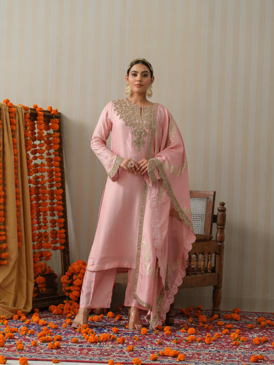 Pink Embroidered Zardosi Suit Set