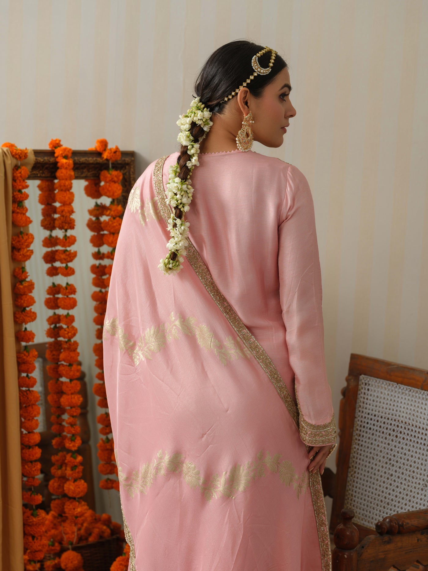 Pink Embroidered Zardosi Suit Set