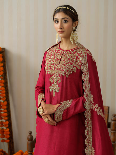 Maroon Embroidered Zardosi Suit Set