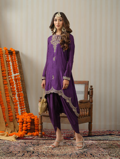 Purple Embroidered Suit Set