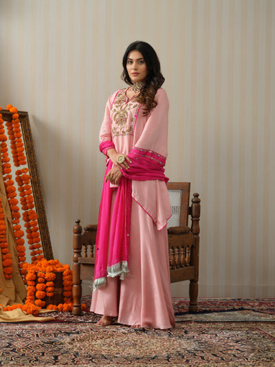 Pink Embroidered Sharara Set