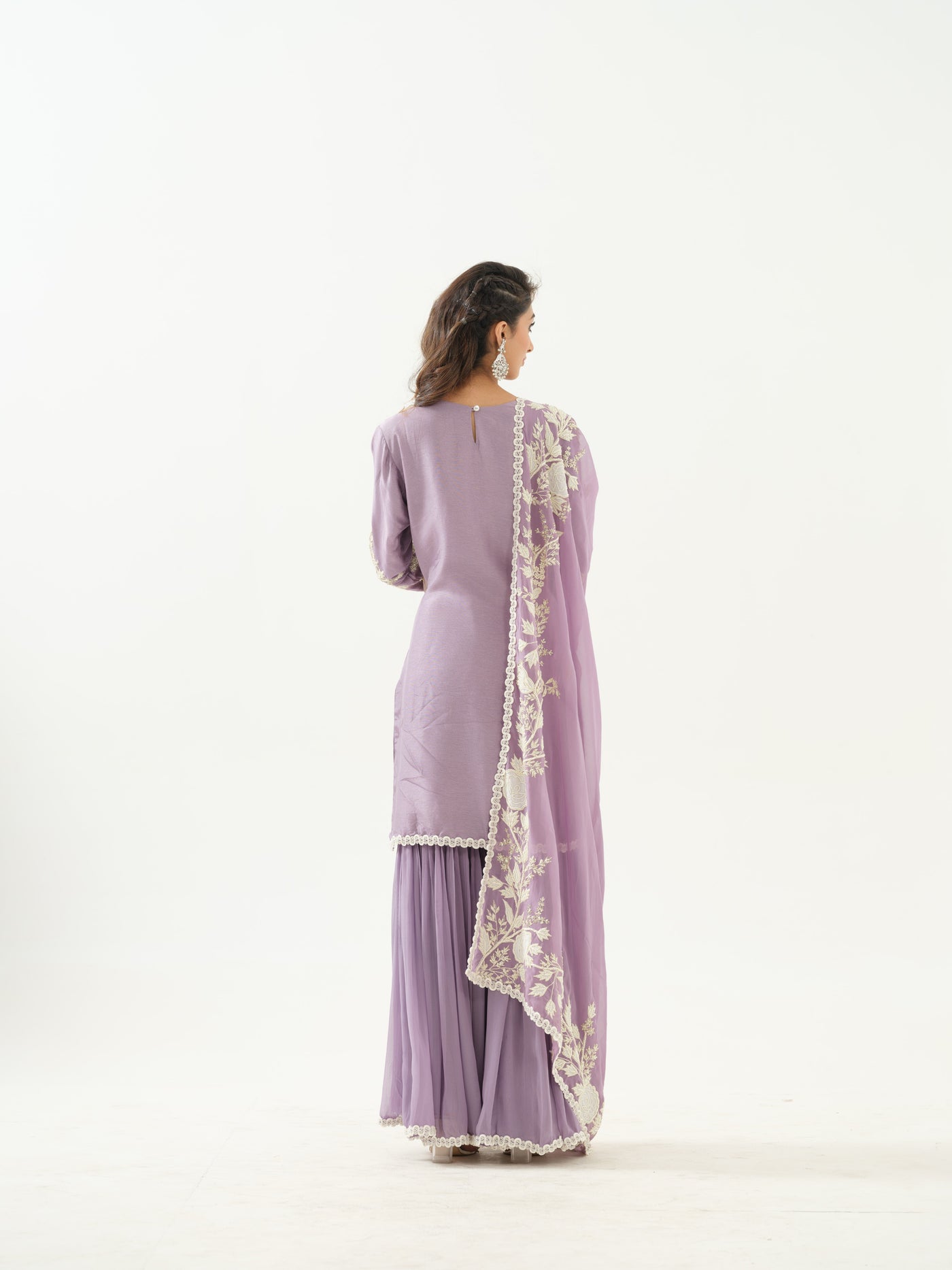 Mauve Embroidered Sharara Set