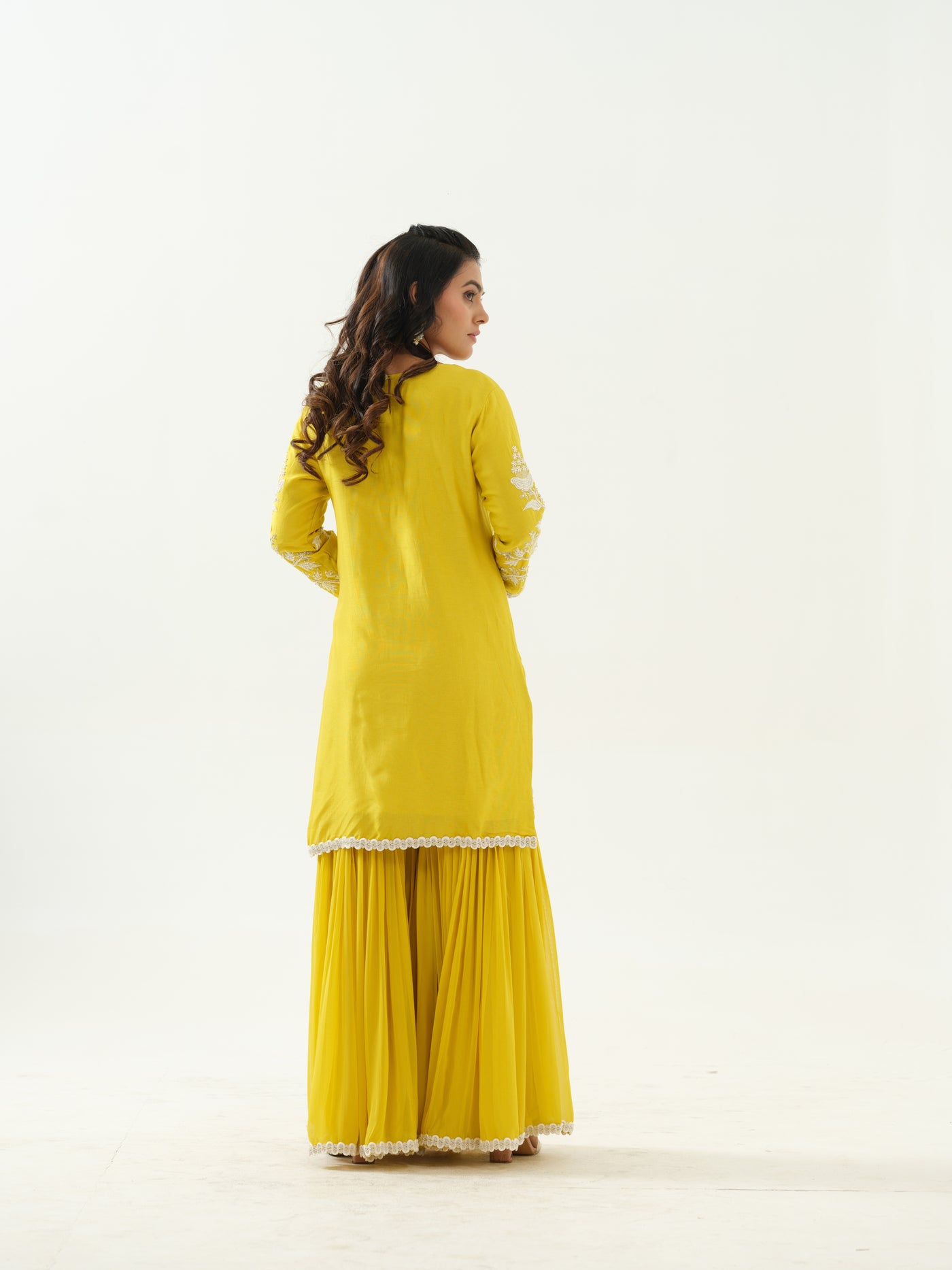 Yellow Embroidered Sharara Set