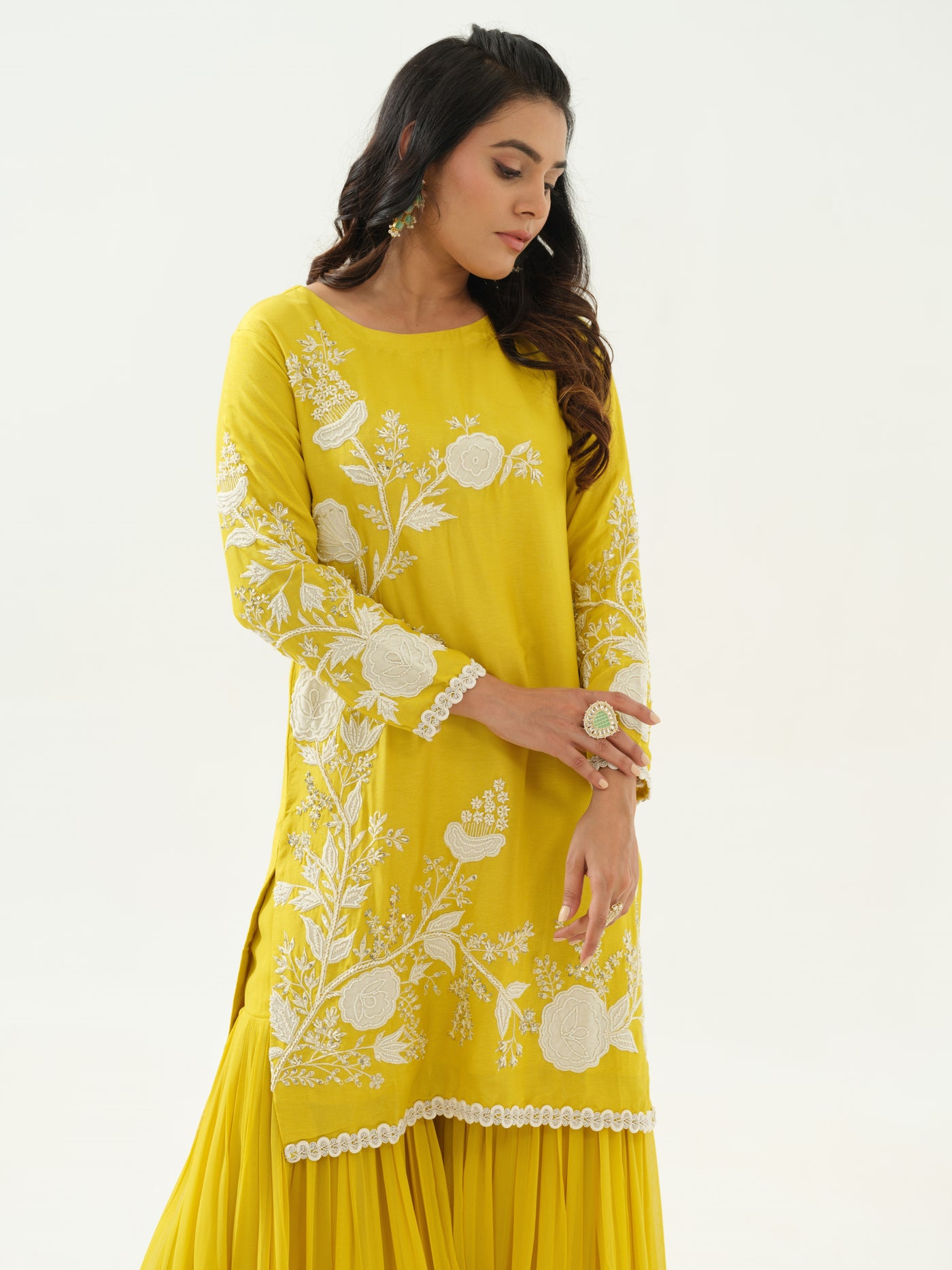 Yellow Embroidered Sharara Set