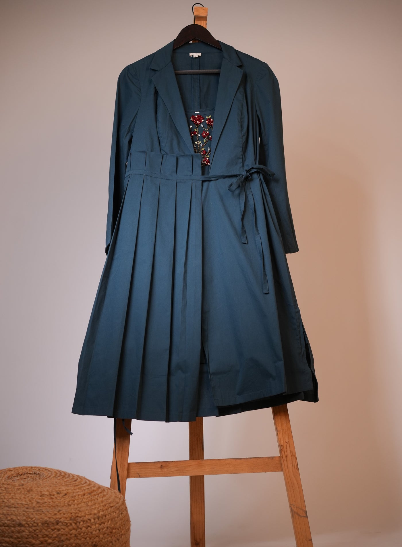 Teal Trench Coat Dress