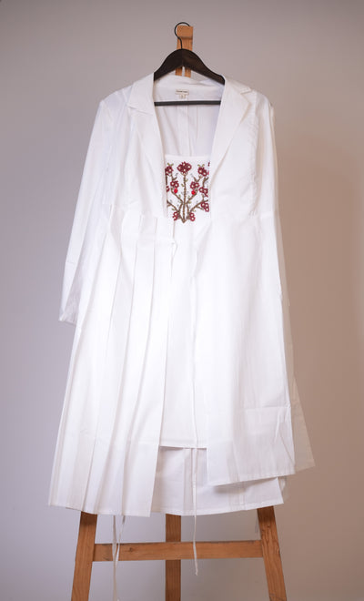 Pristine White Trench Coat Dress