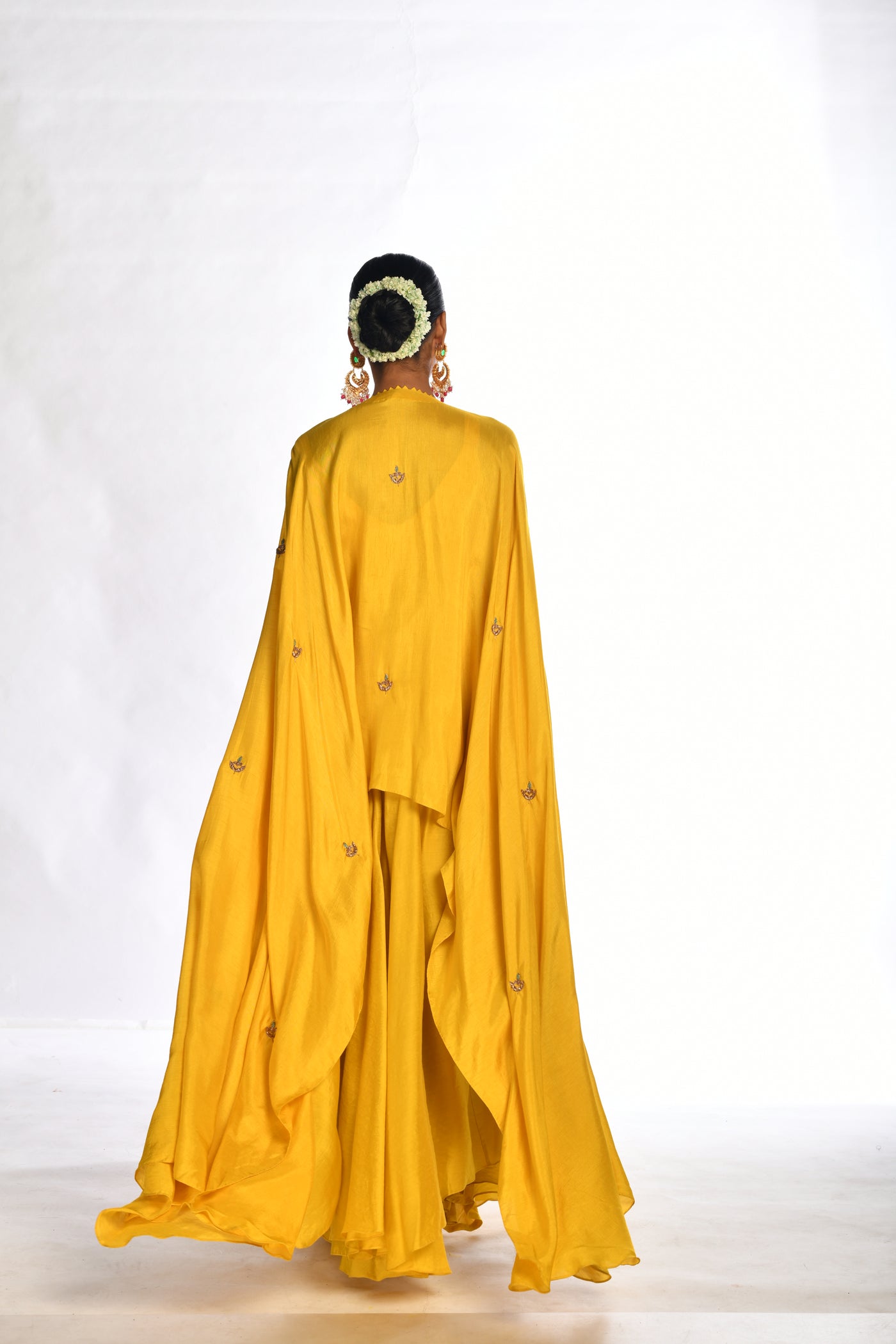 Yellow Embroidered Kaftan Sharara Set