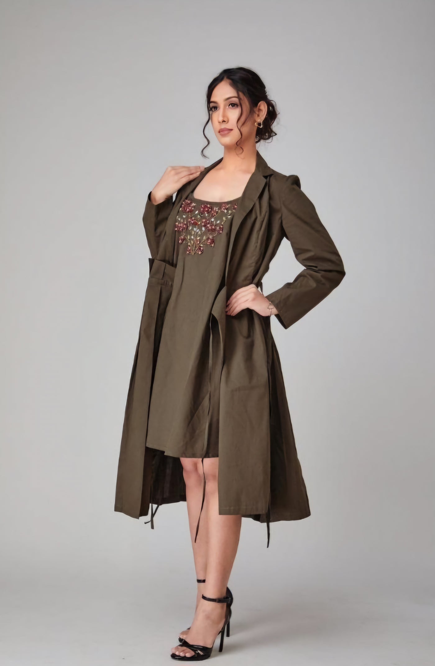 Olive Trench Coat Dress