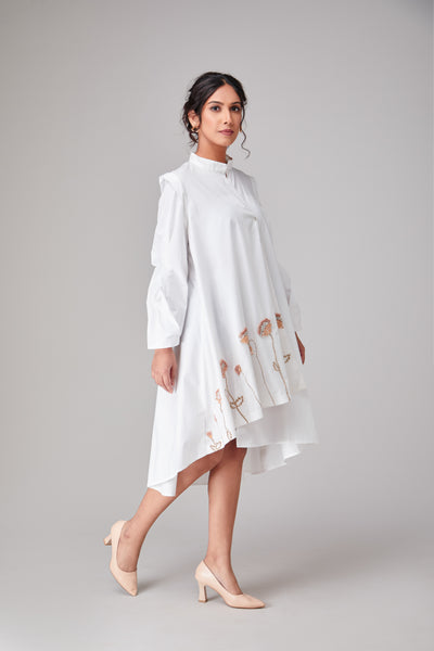 Pristine White Hi-lo Embellished Summer Dress