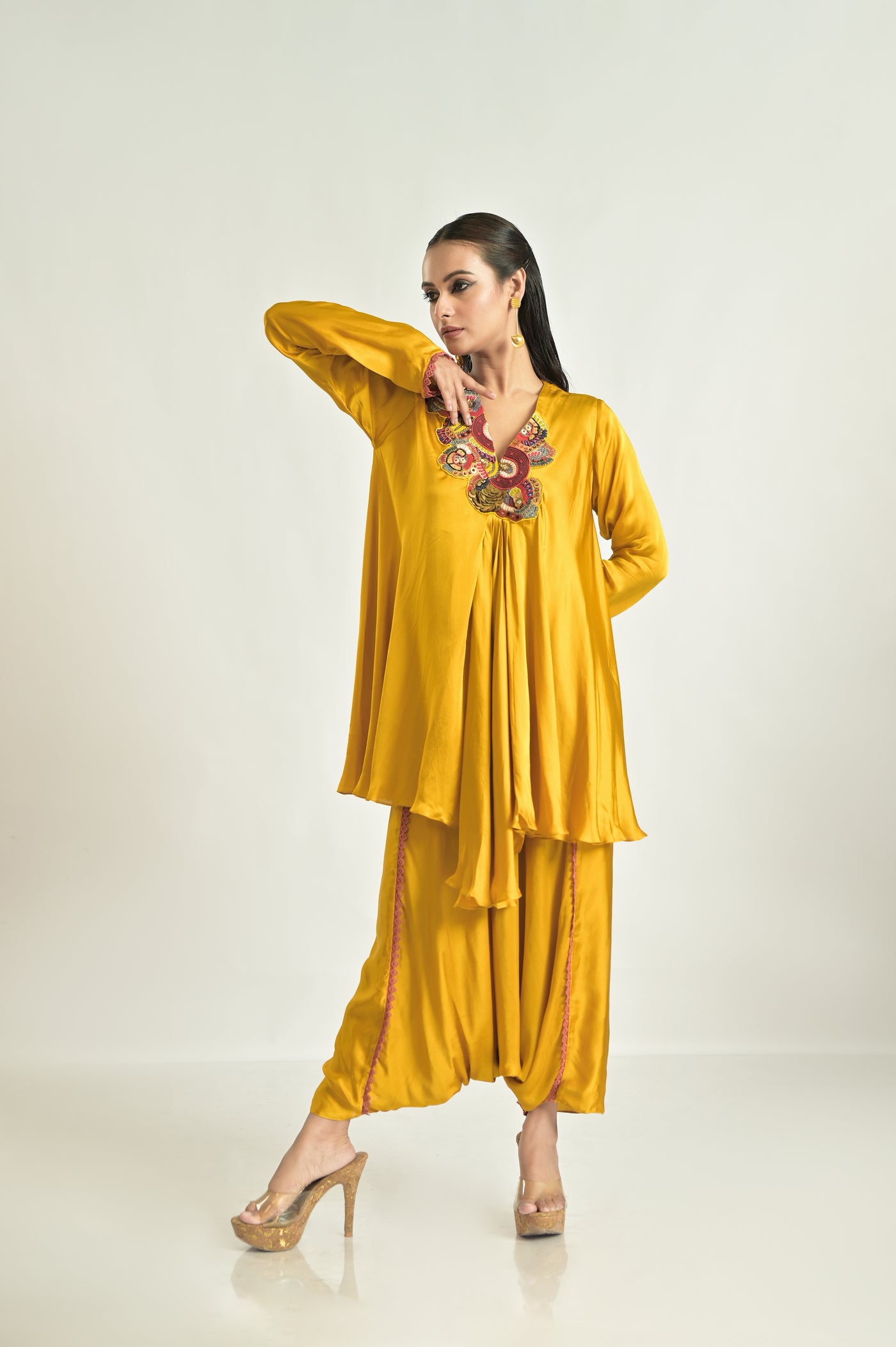 Yellow Asymmetrical Top With Harems