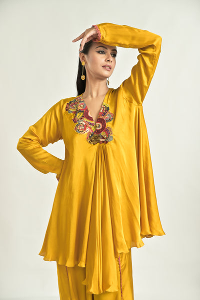 Yellow Asymmetrical Top With Harems