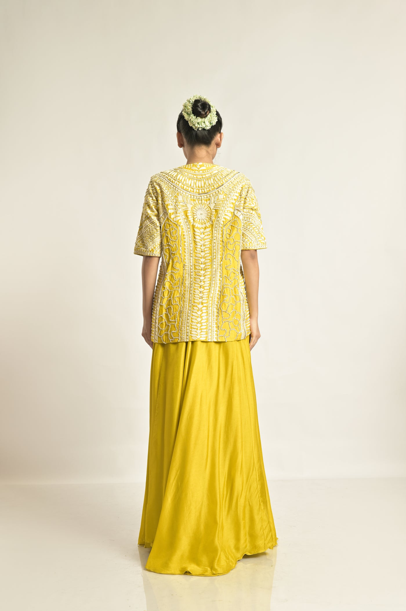 Mustard Short Kurti With Sharara Set