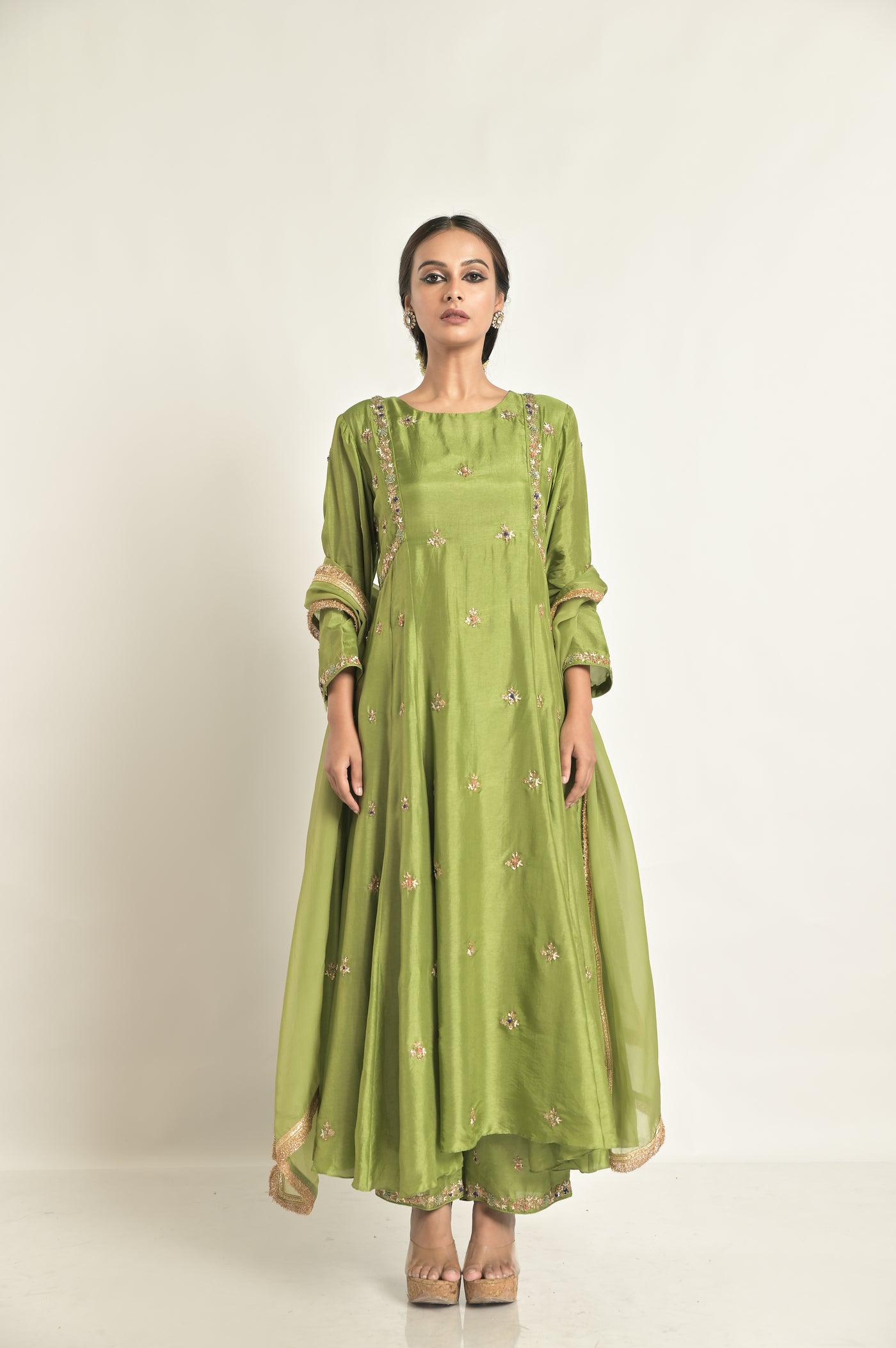 Green Colour  Kalidar Suit Set