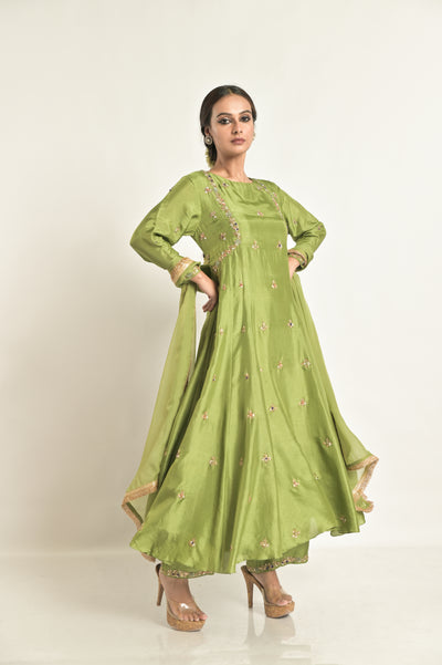 Green Colour  Kalidar Suit Set