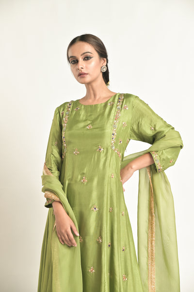 Green Colour  Kalidar Suit Set