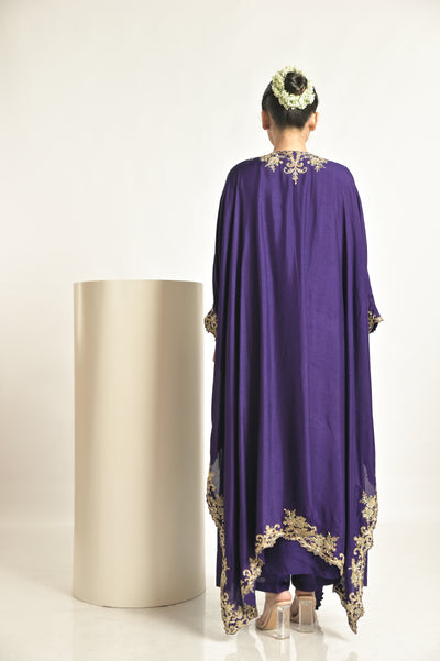 Purple Cape With Kurta & Palazoo