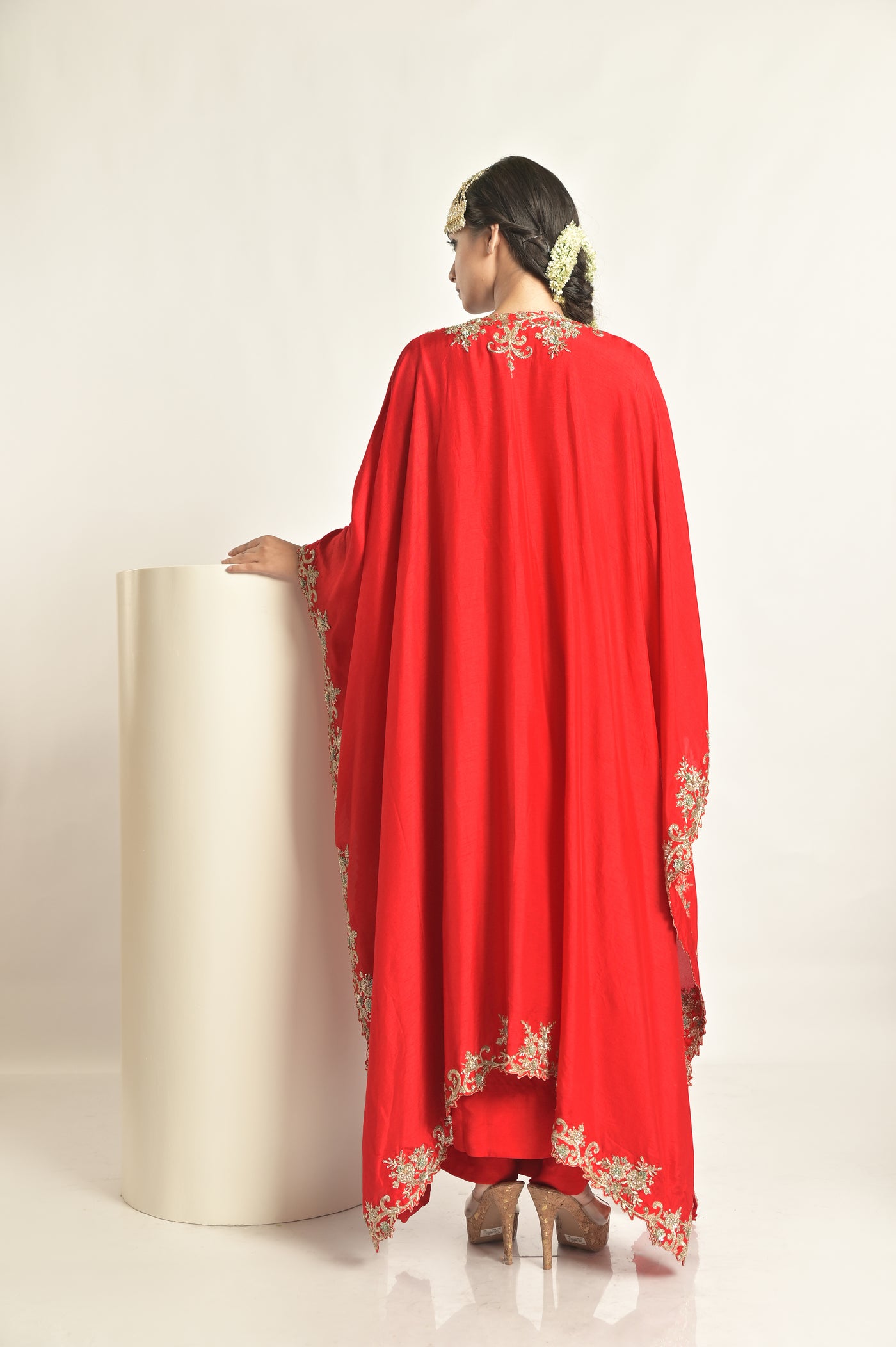 Red Cape With Kurta & Palazoo