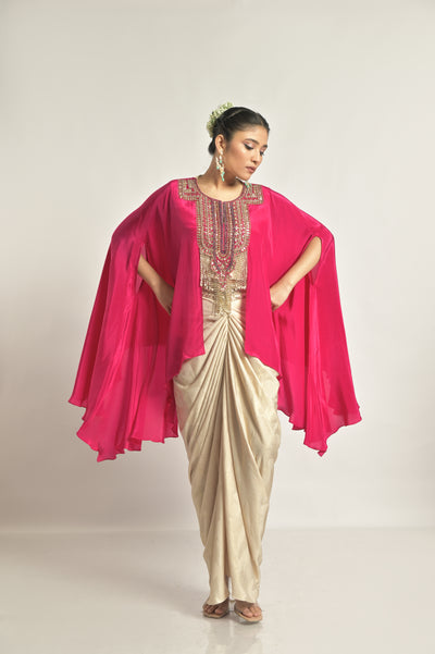 Rani Drape Top with Metallic Drape Skirt