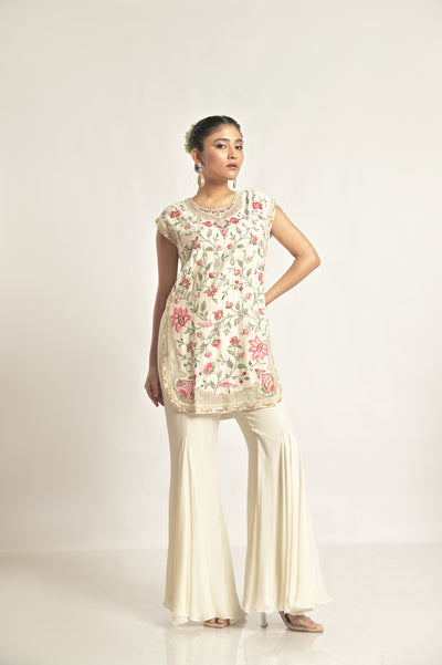 Off White Kurta With Sharara