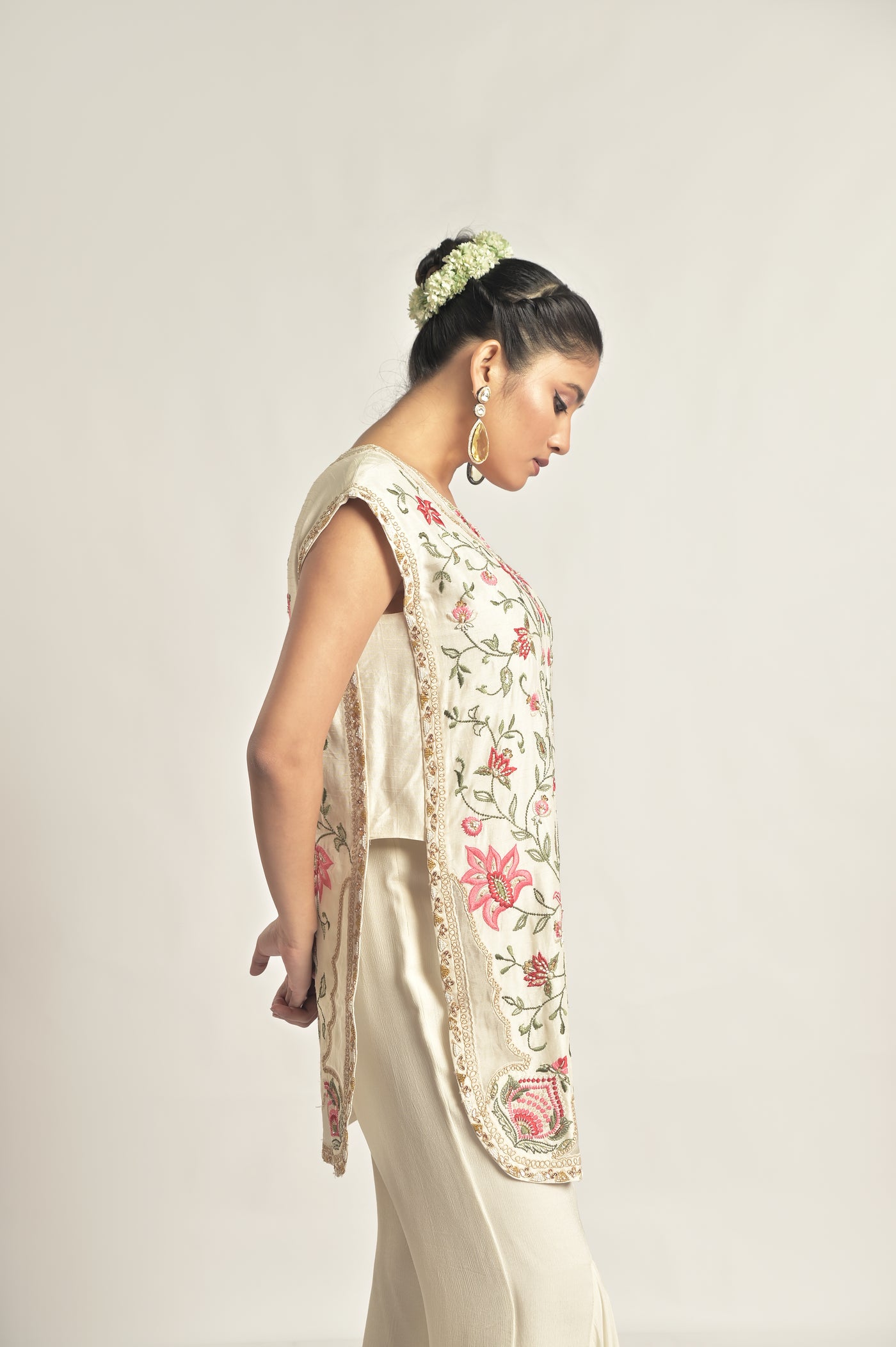 Off White Kurta With Sharara