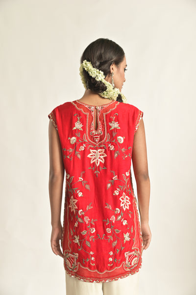 Red Kurta With Sharara