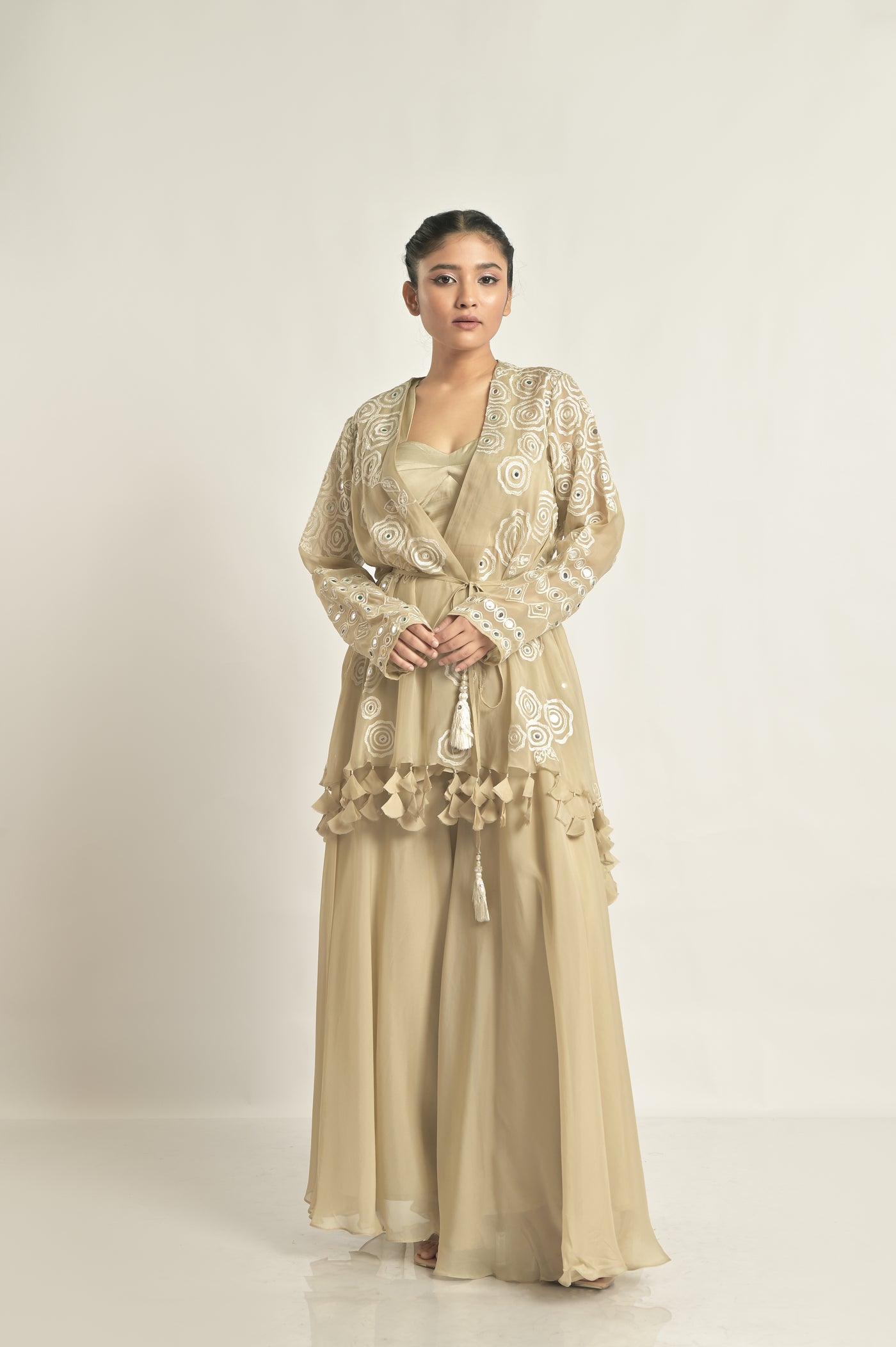 Beige Jacket With Sharara