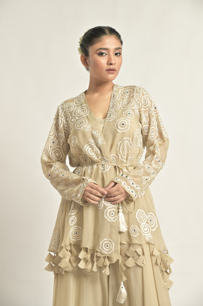 Beige Jacket With Sharara