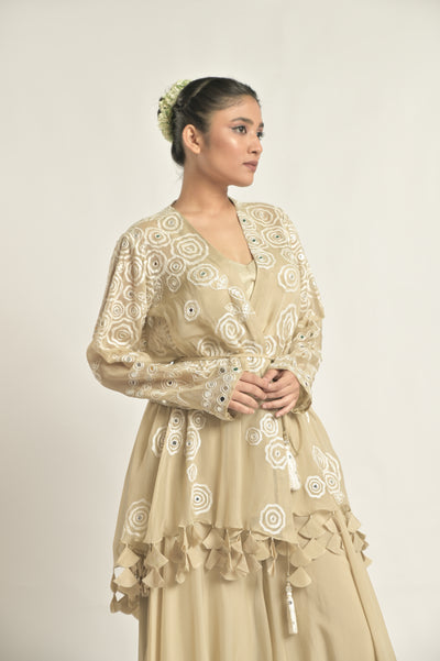 Beige Jacket With Sharara