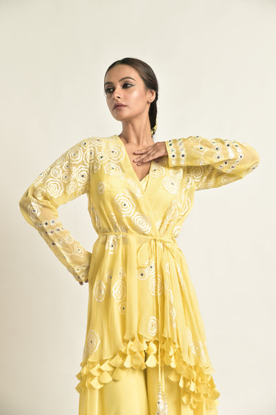 Lime Yellow Jacket With Sharara