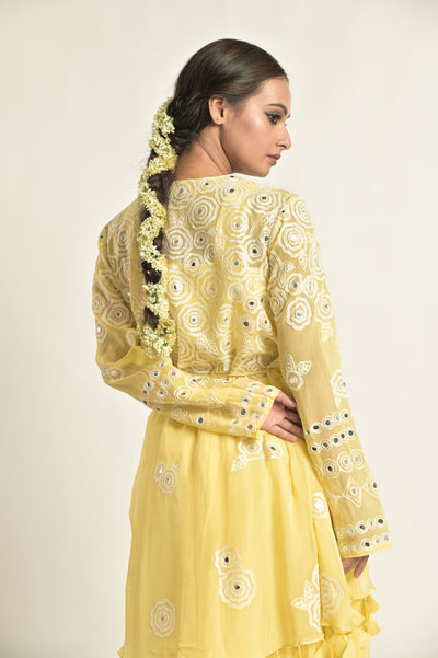 Lime Yellow Jacket With Sharara